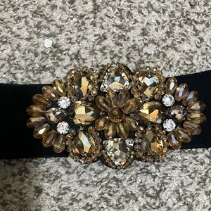 Elegant Black and Gold Embellished Belt